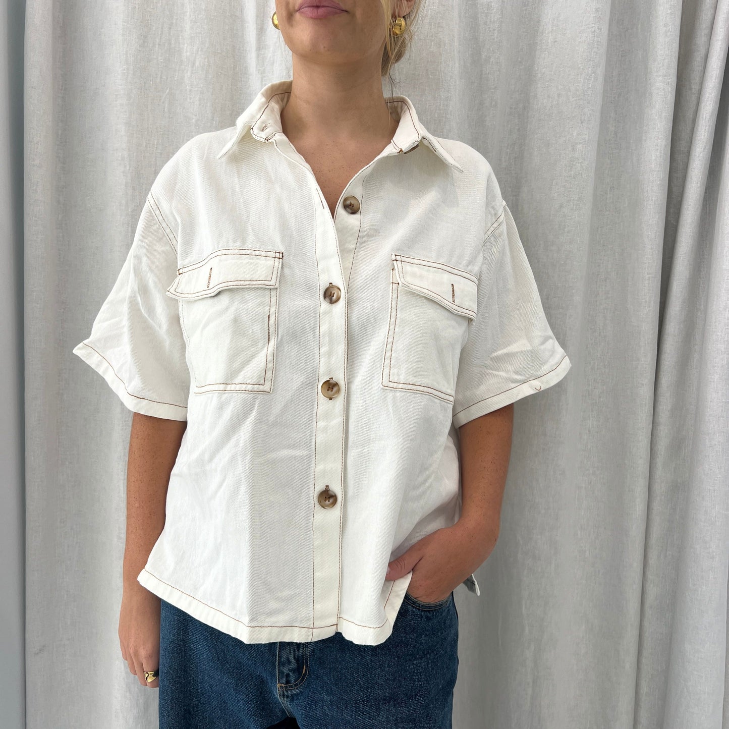 White Denim Top