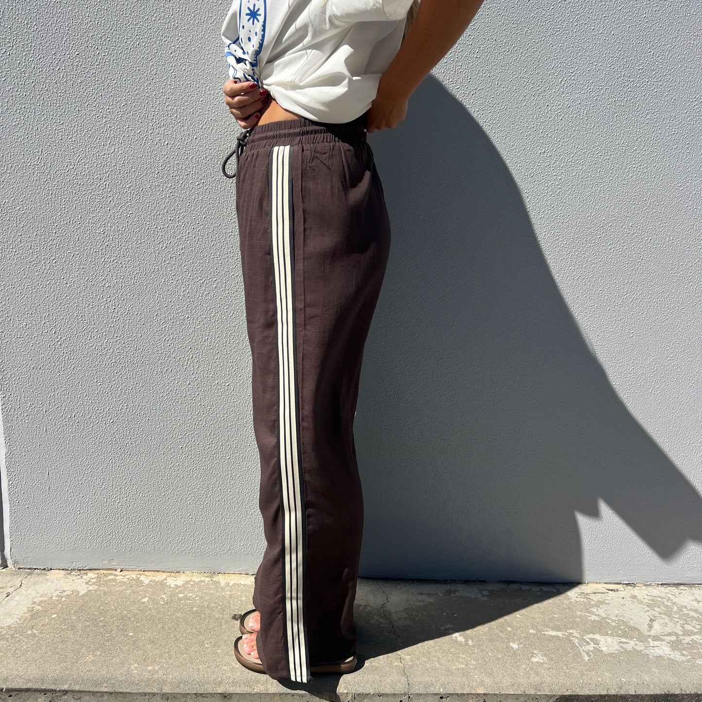 Lola Stripe Pant - Chocolate