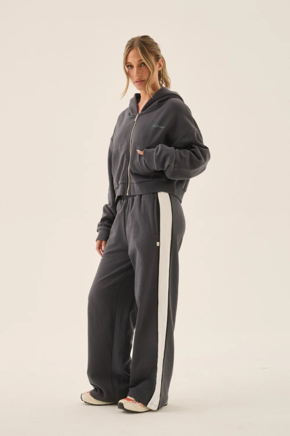 Zip Hoodie Washed Black