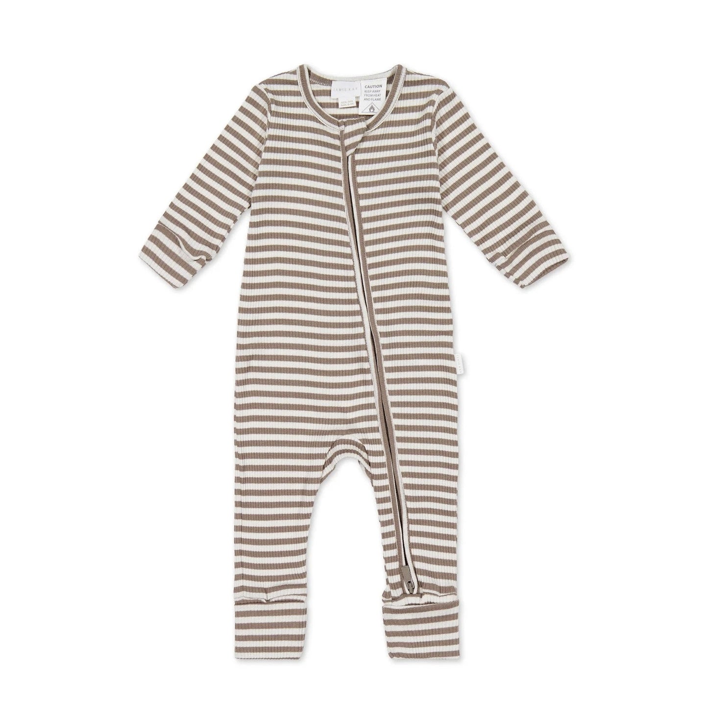 Organic Cotton Modal Gracelyn Onepiece - Narrow Stripe Tweed/Cloud