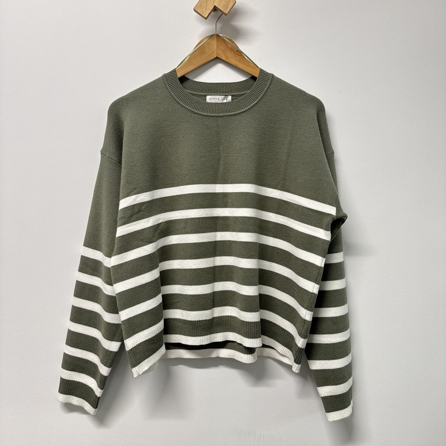 Lottie Stripe Sweater - Khaki/White