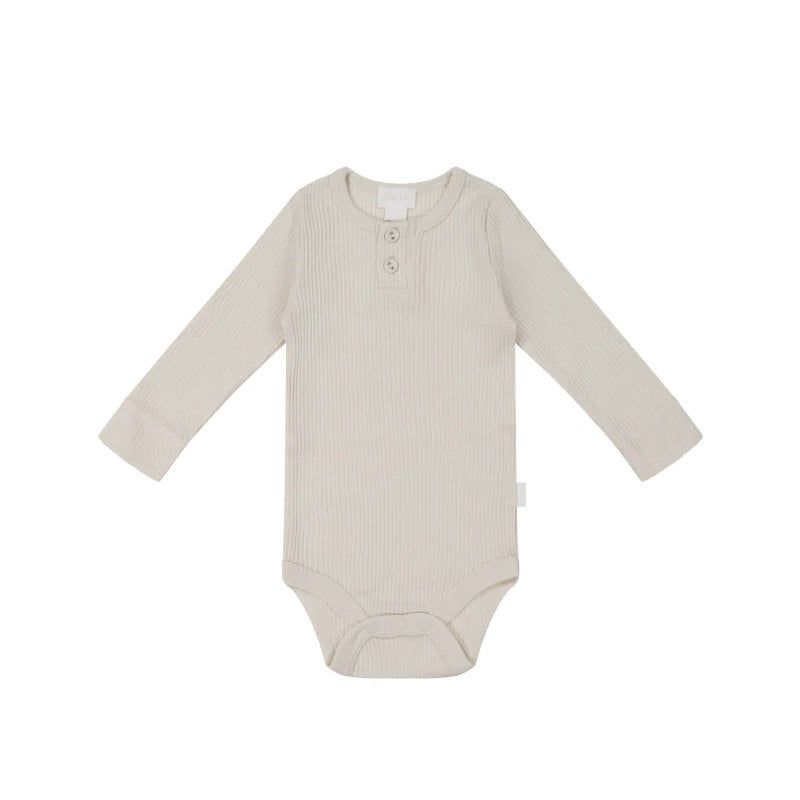 Organic Cotton Modal Long Sleeve Bodysuit - Beech