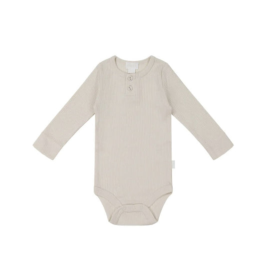 Organic Cotton Modal Long Sleeve Bodysuit - Beech