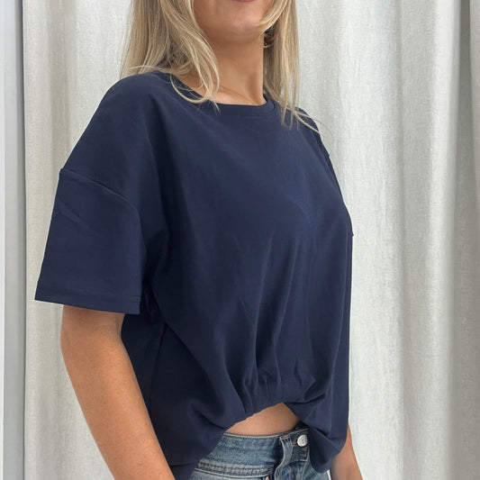 Claire Tuck Tee - navy