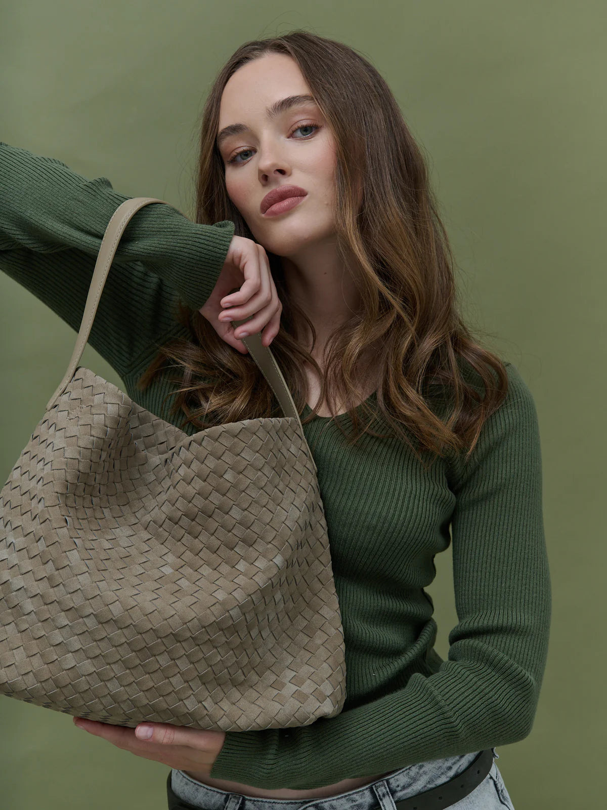 Calla Woven Handbag - Olive