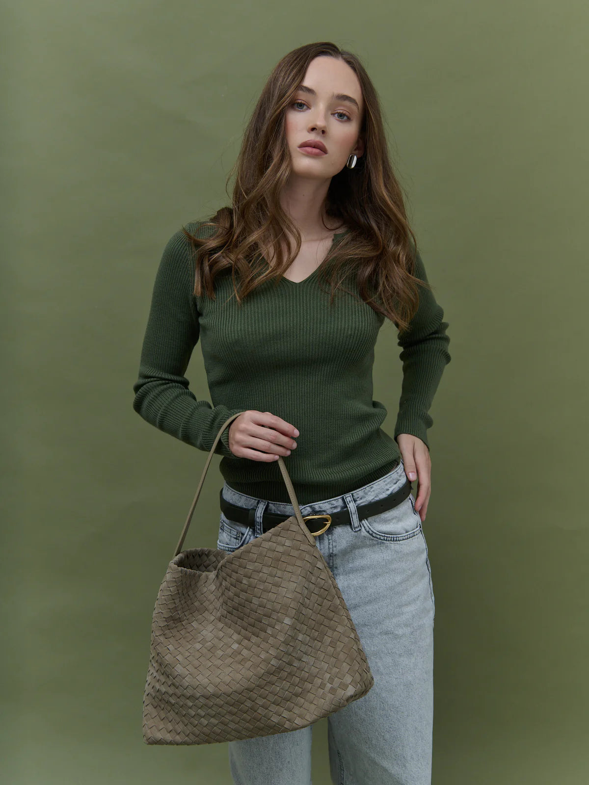 Calla Woven Handbag - Olive