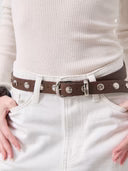 Linda Studded Western Belt in Brown