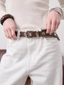 Linda Studded Western Belt in Brown