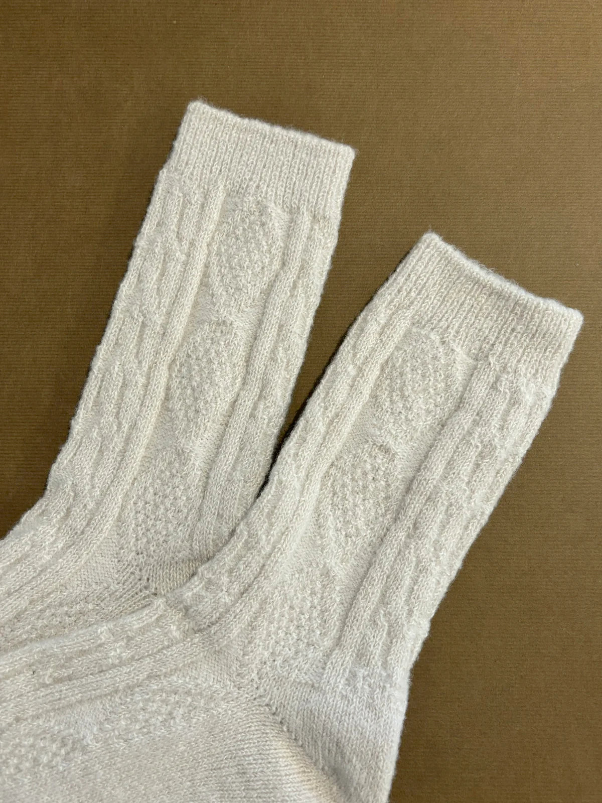 Fisherman Wool Crew Socks in Camel