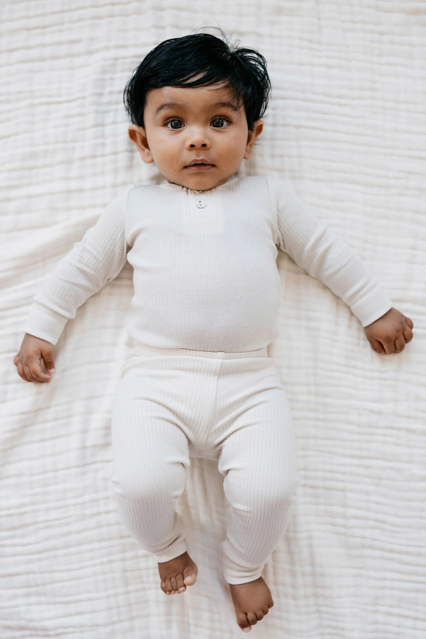 Organic Cotton Modal Long Sleeve Bodysuit - Beech