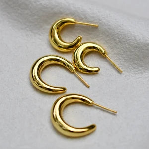 Large Croissant Hoops - Gold