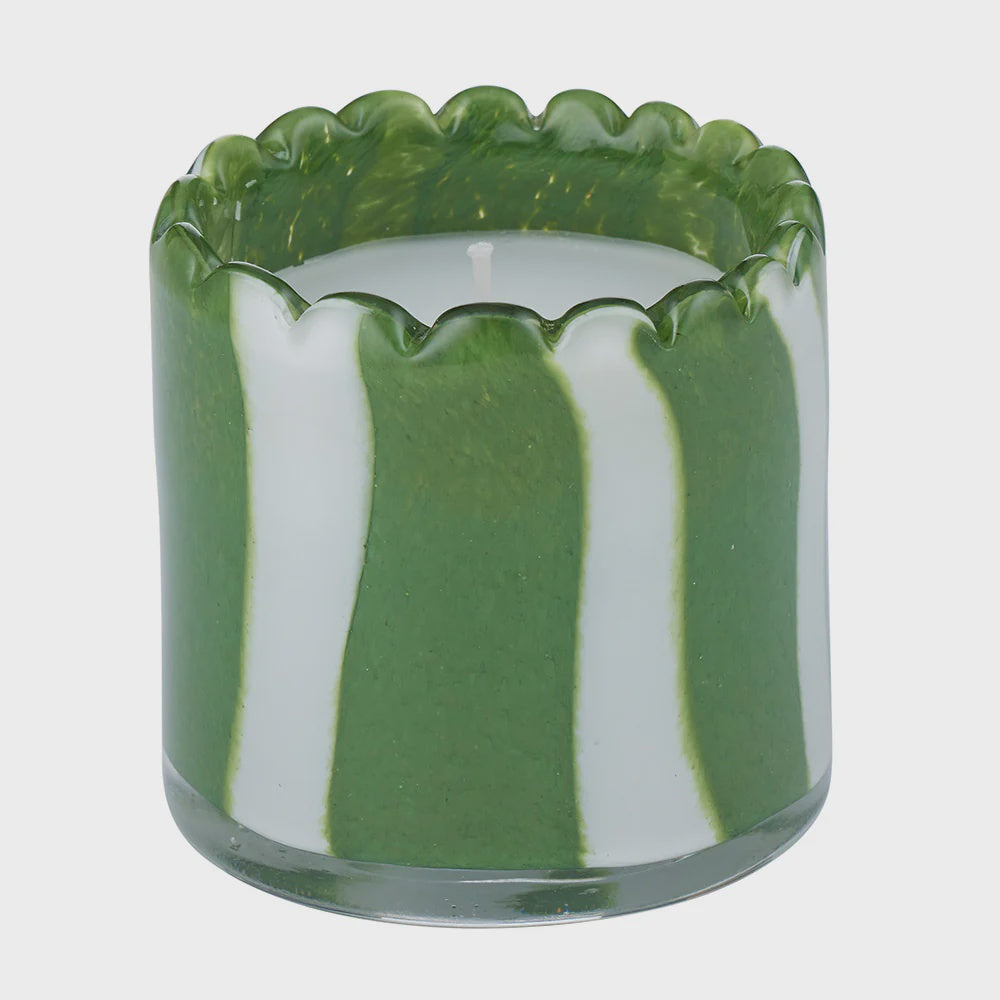 Bille Glass Candle - Olive/White - CLICK & COLLECT ONLY