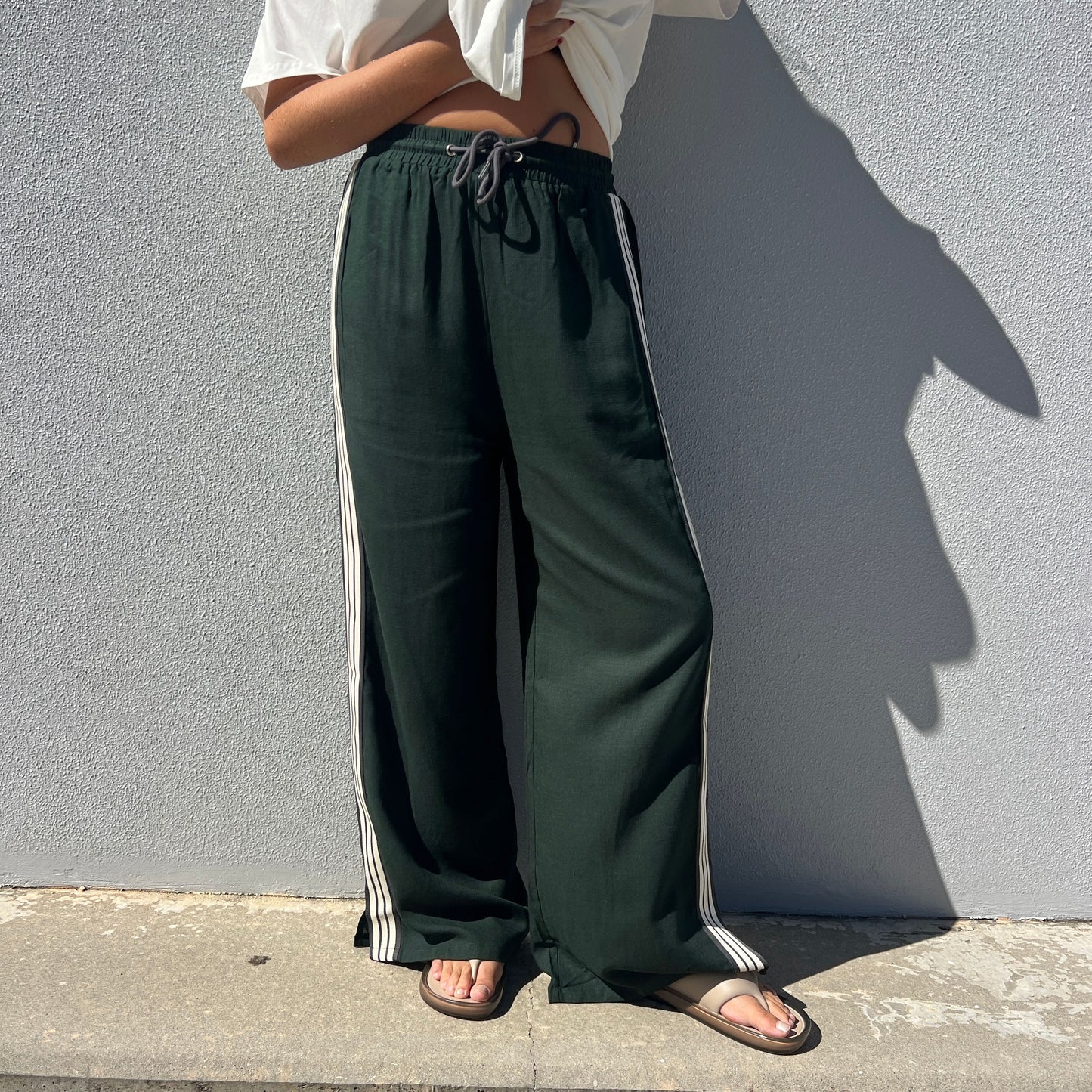 Lola Stripe Pant - Deep Green