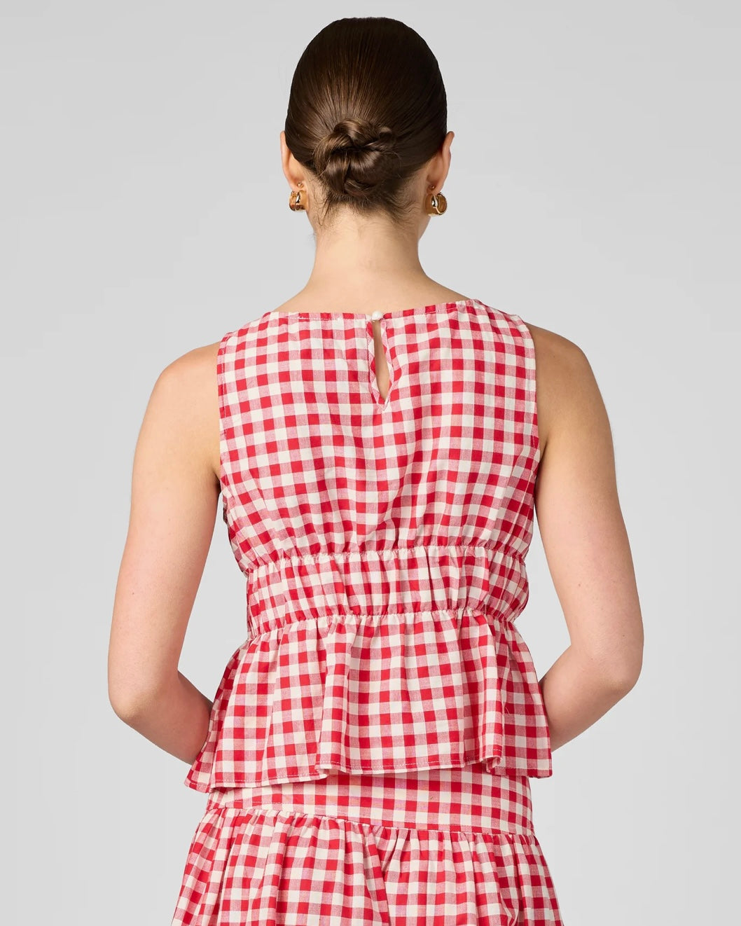 Gingham Cinched Top