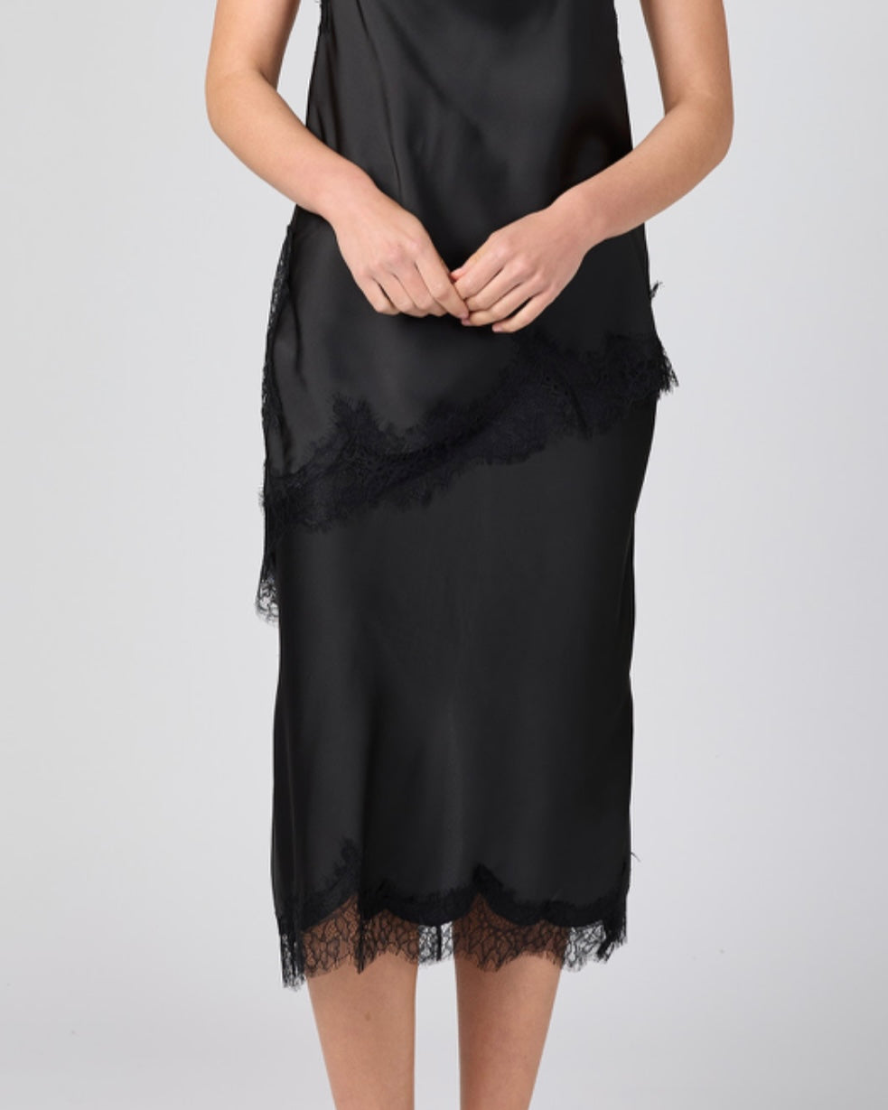 Lace Trim Skirt - Black