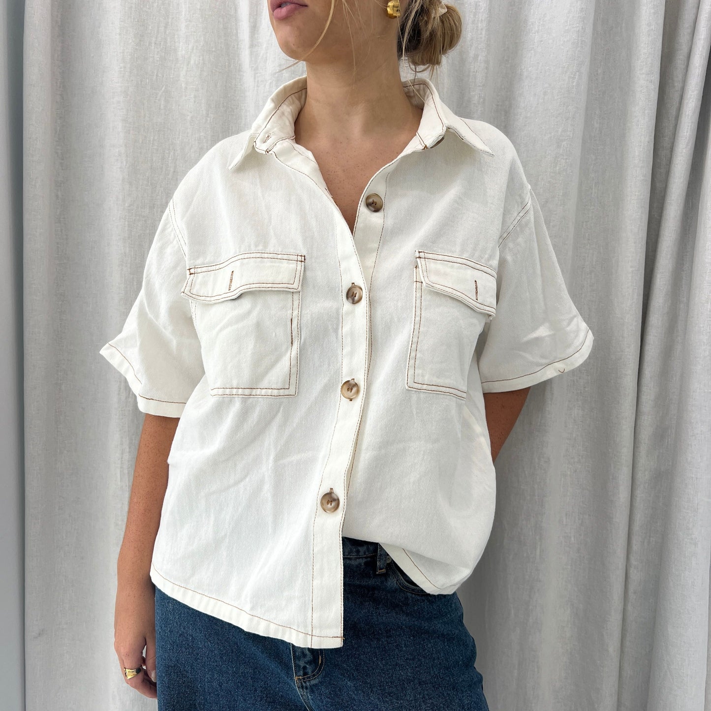 White Denim Top