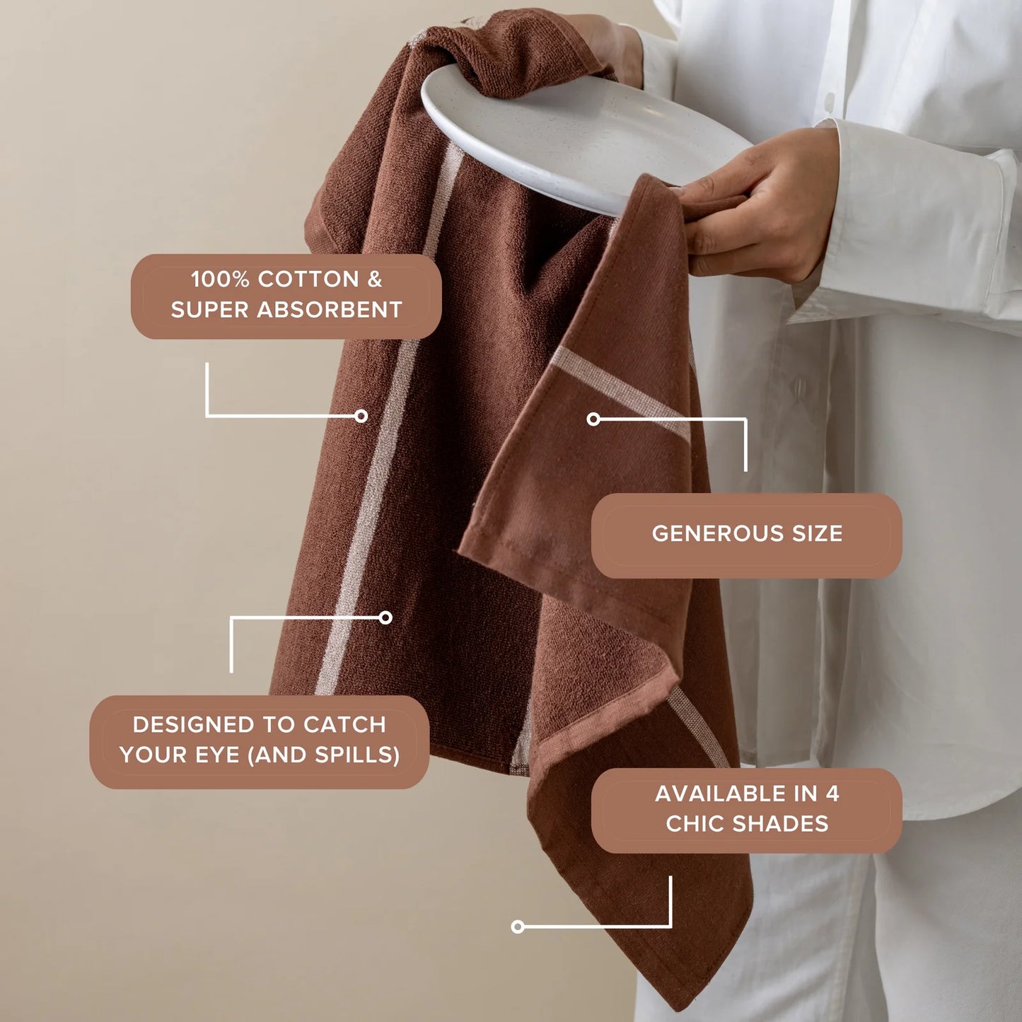 Between the Lines Tea Towel Mocha