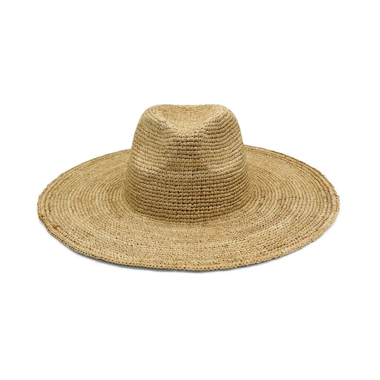 Arlo Crochet Raffia Wide-Brim Fedora - Natural Beige Regular