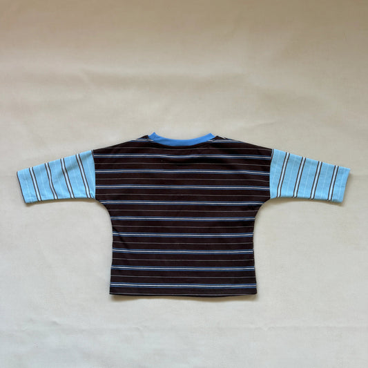 Rowan Stripe Cotton Long Sleeve Top - Cocoa/Blue