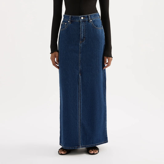 Sia Denim Maxi Skirt - Force Blue