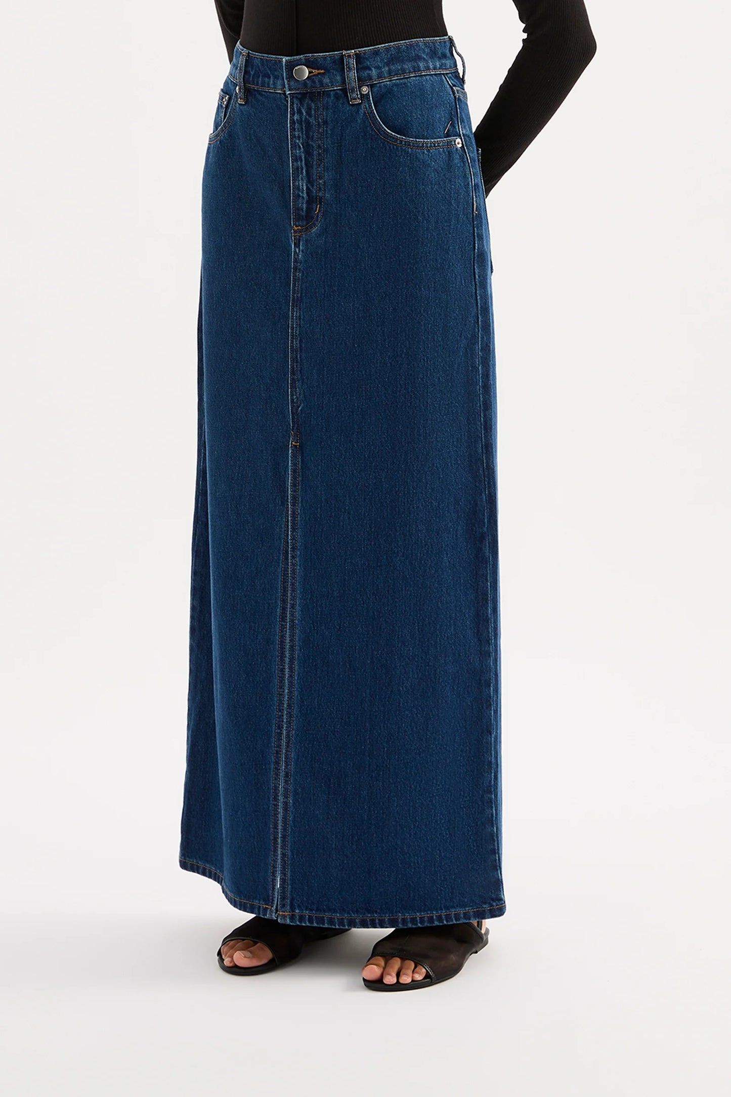 Sia Denim Maxi Skirt - Force Blue