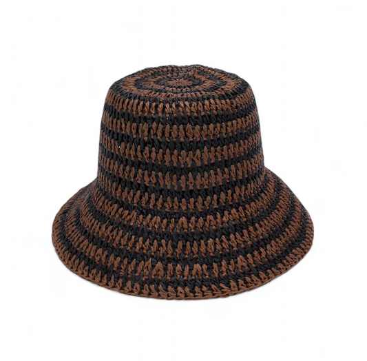 Delphine Crochet Bucket Hat - Brown