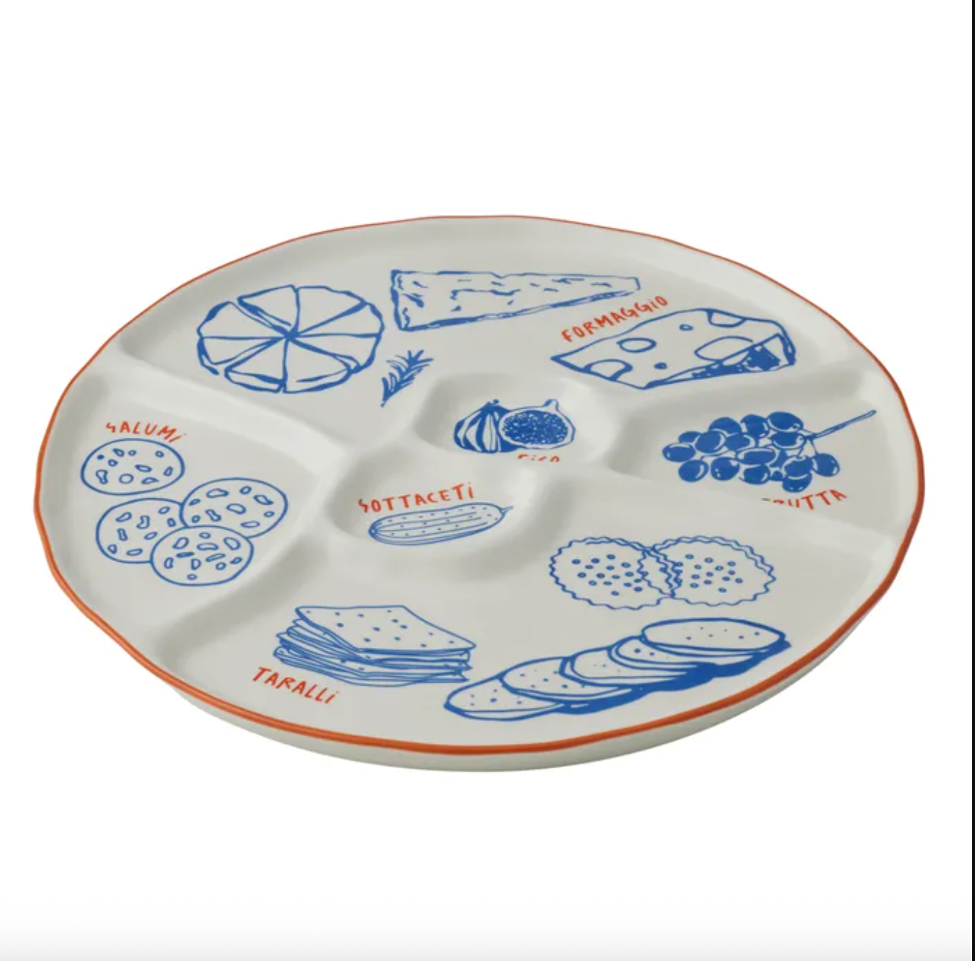 Large Deli Ceramic Divided Cheese Platter - CLICK & COLLECT ONLY