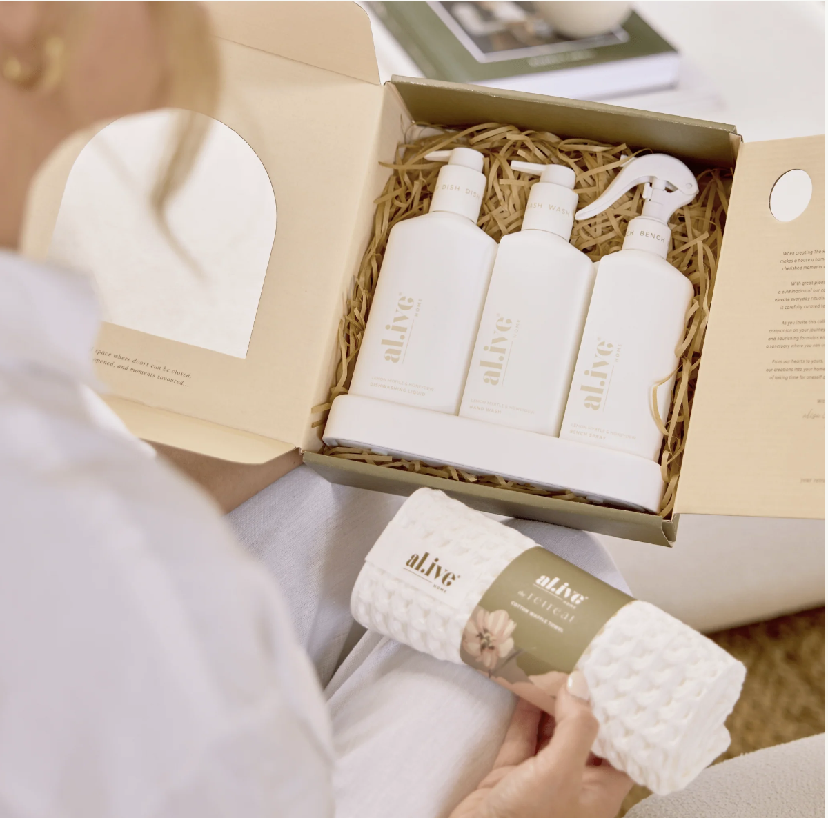 kitchen trio & towel gift set - lemon myrtle & honeydew