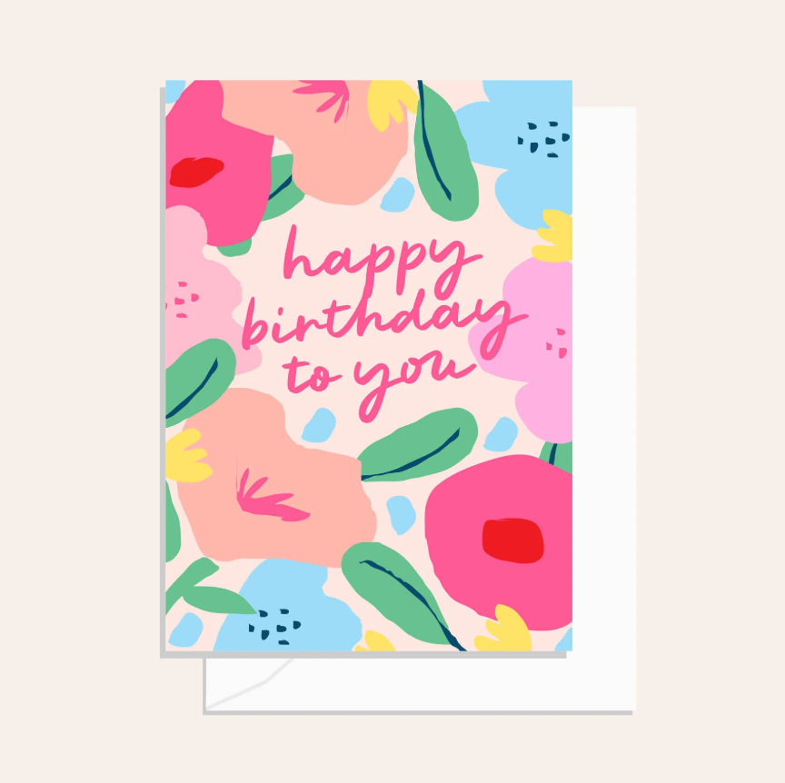 Greetings Card - Neon Bloom Birthday