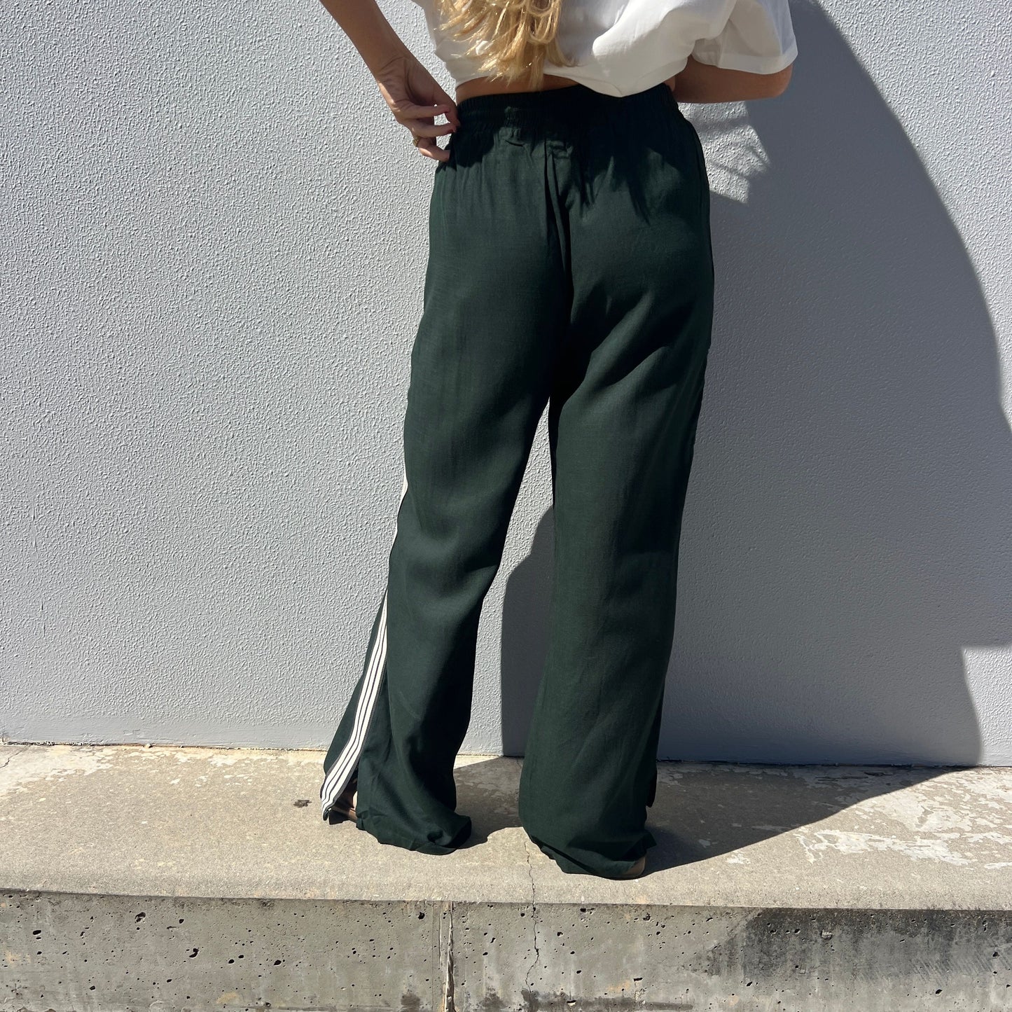 Lola Stripe Pant - Deep Green