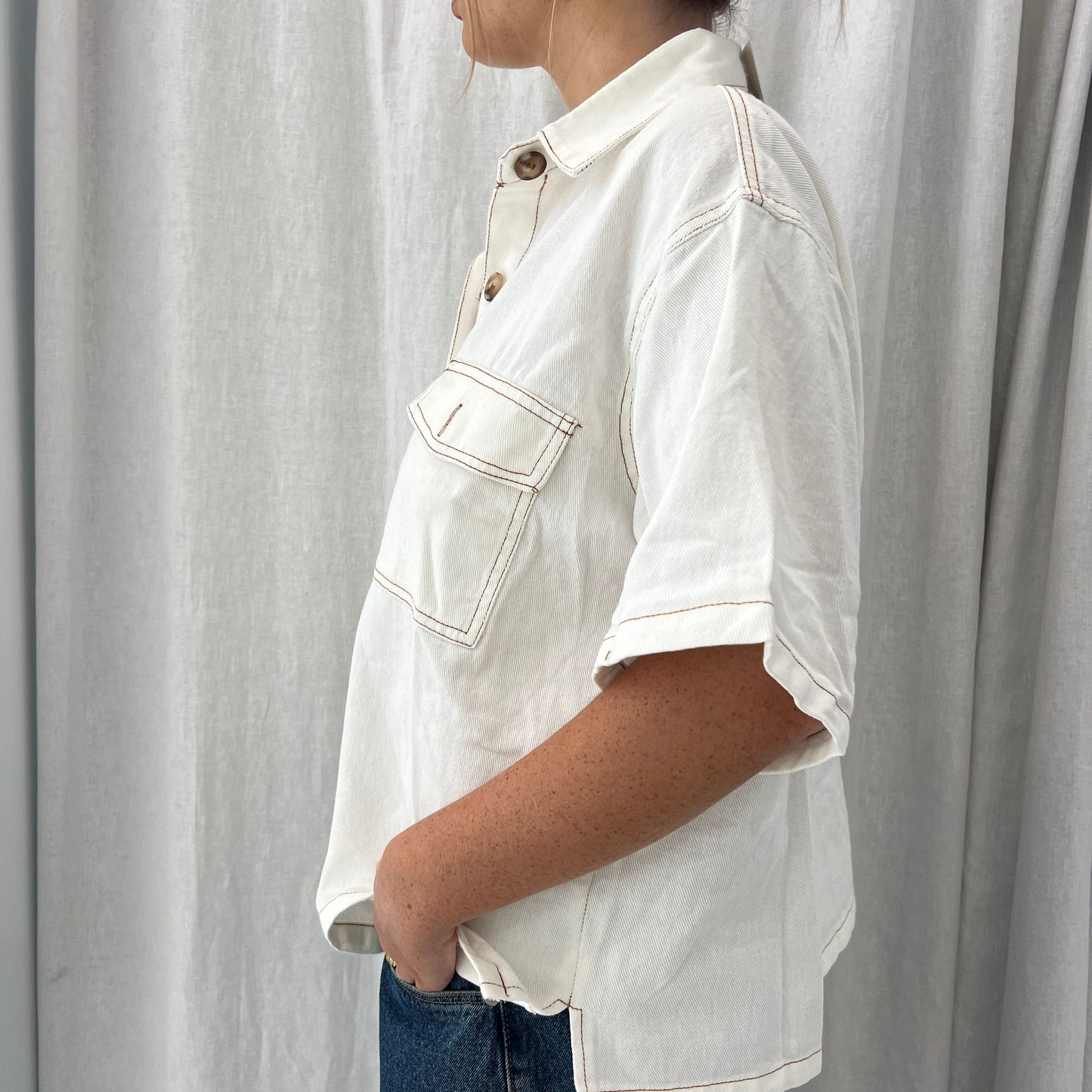 White Denim Top