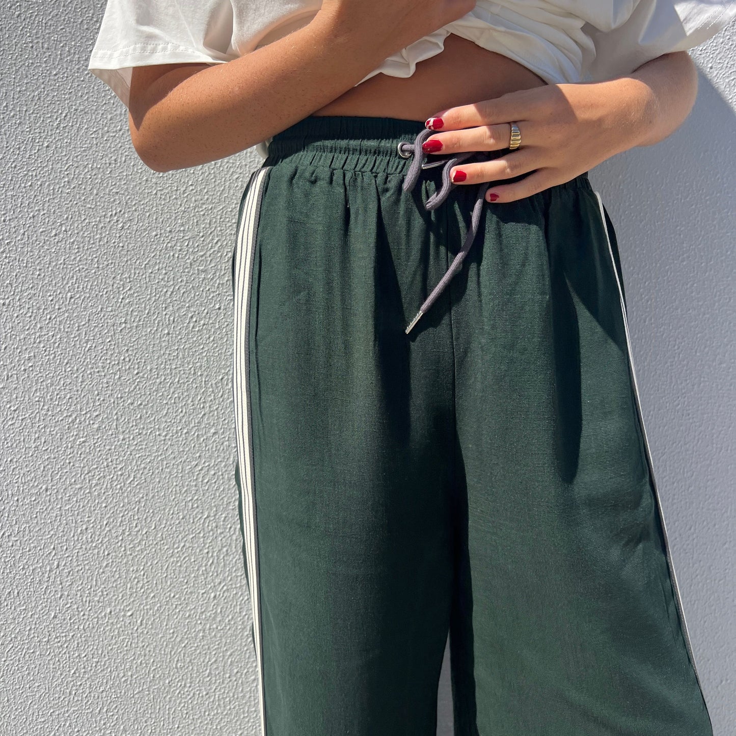 Lola Stripe Pant - Deep Green