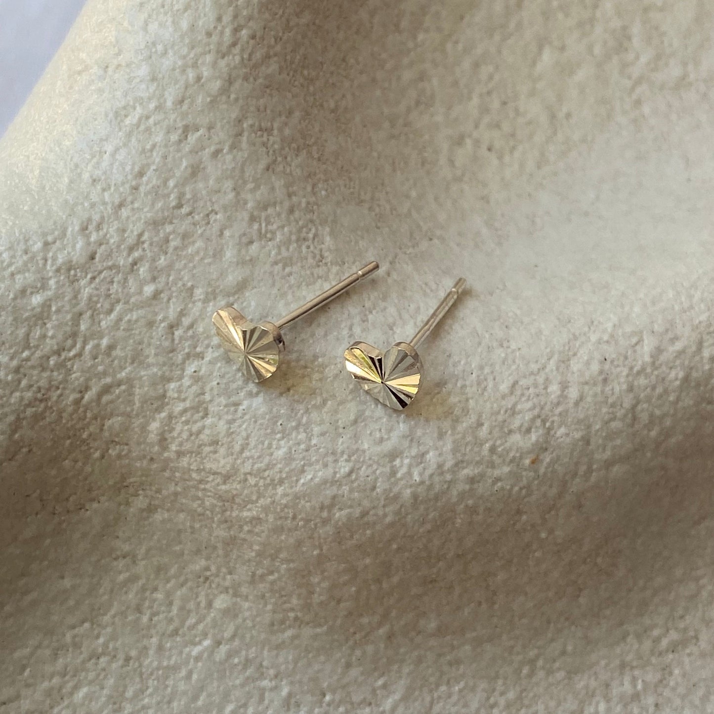 Pressed Heart Studs Silver