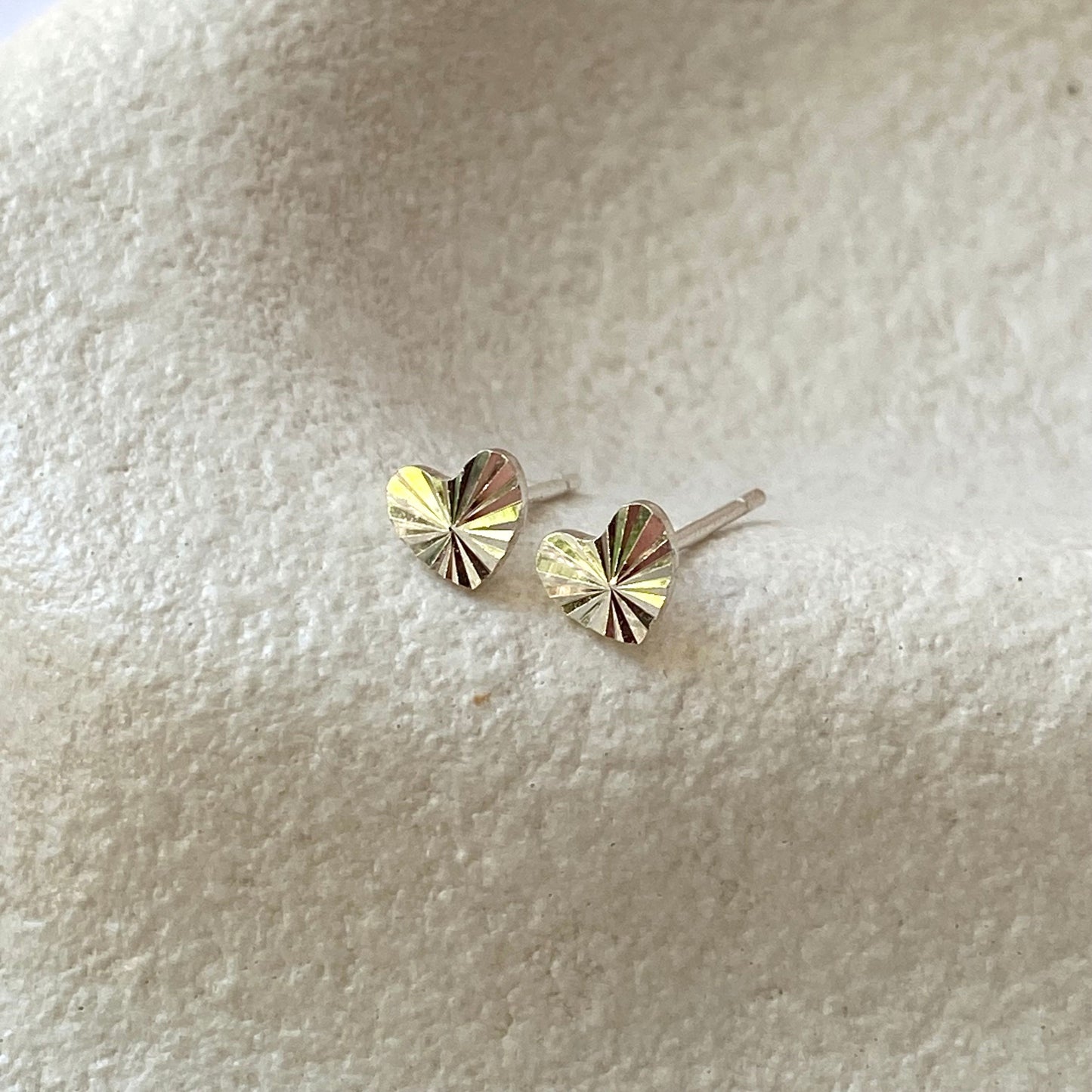Pressed Heart Studs Silver