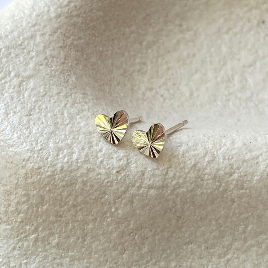 Pressed Heart Studs Silver