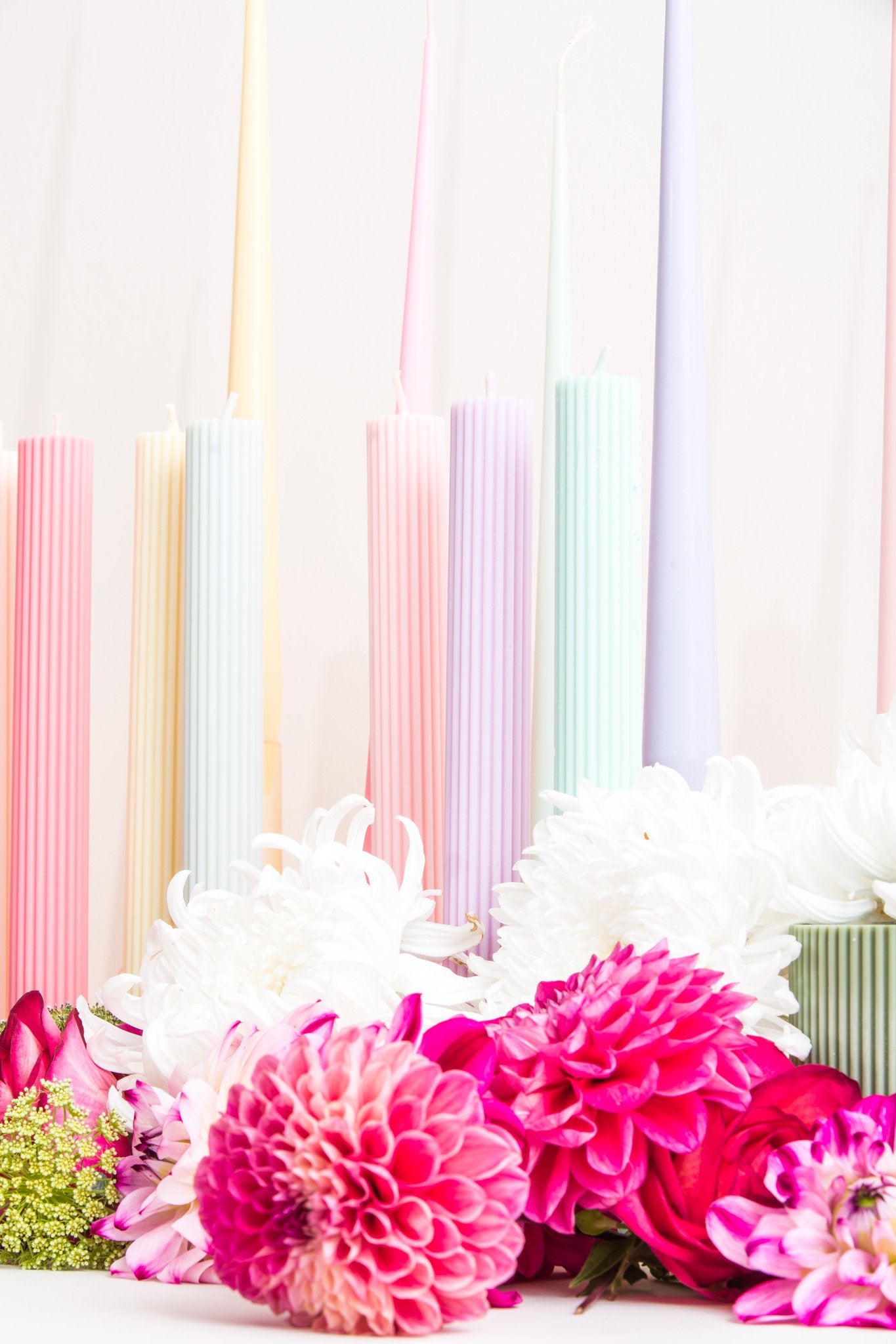 Ribbed Column Candle Tall - Orchid