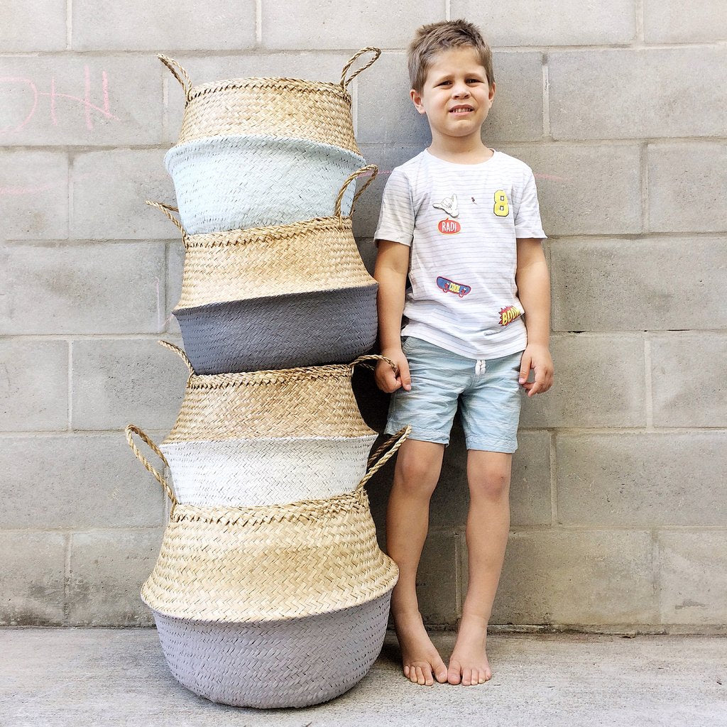 Seagrass Basket Large - Soft Blue