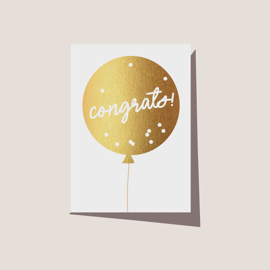 Greeting Card - Congrats Gold Balloon
