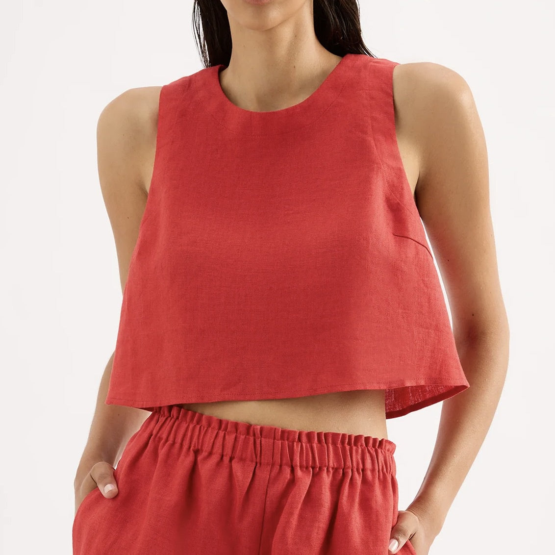 Ingrid Linen Top - Chilli