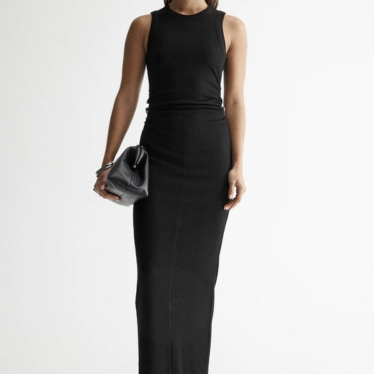 Acacia Black Fitted Midi Dress