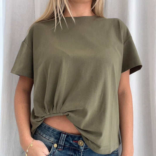 Claire Tuck Tee - Olive