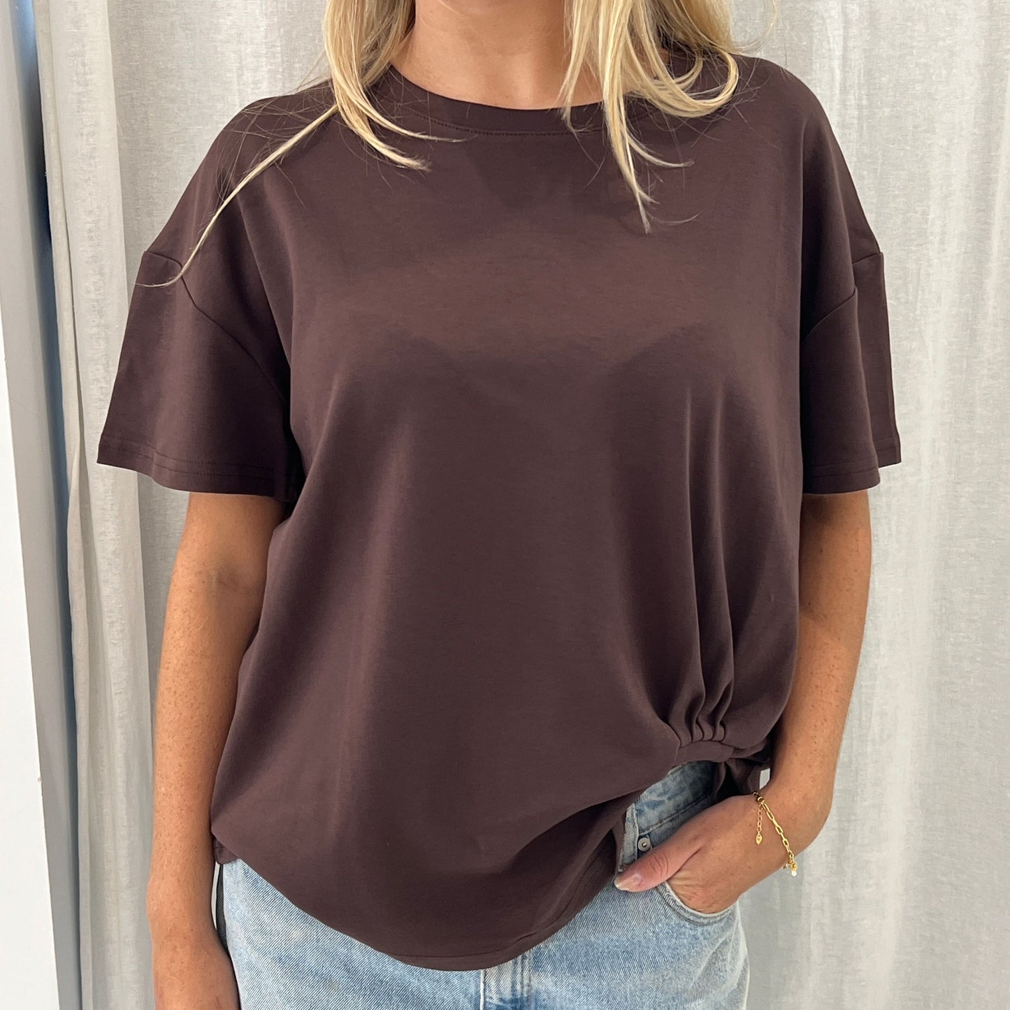 Claire Tuck Tee - Choc