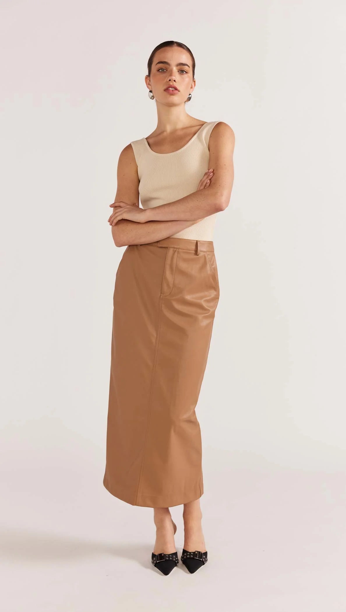 Cynthia PU Midi Skirt