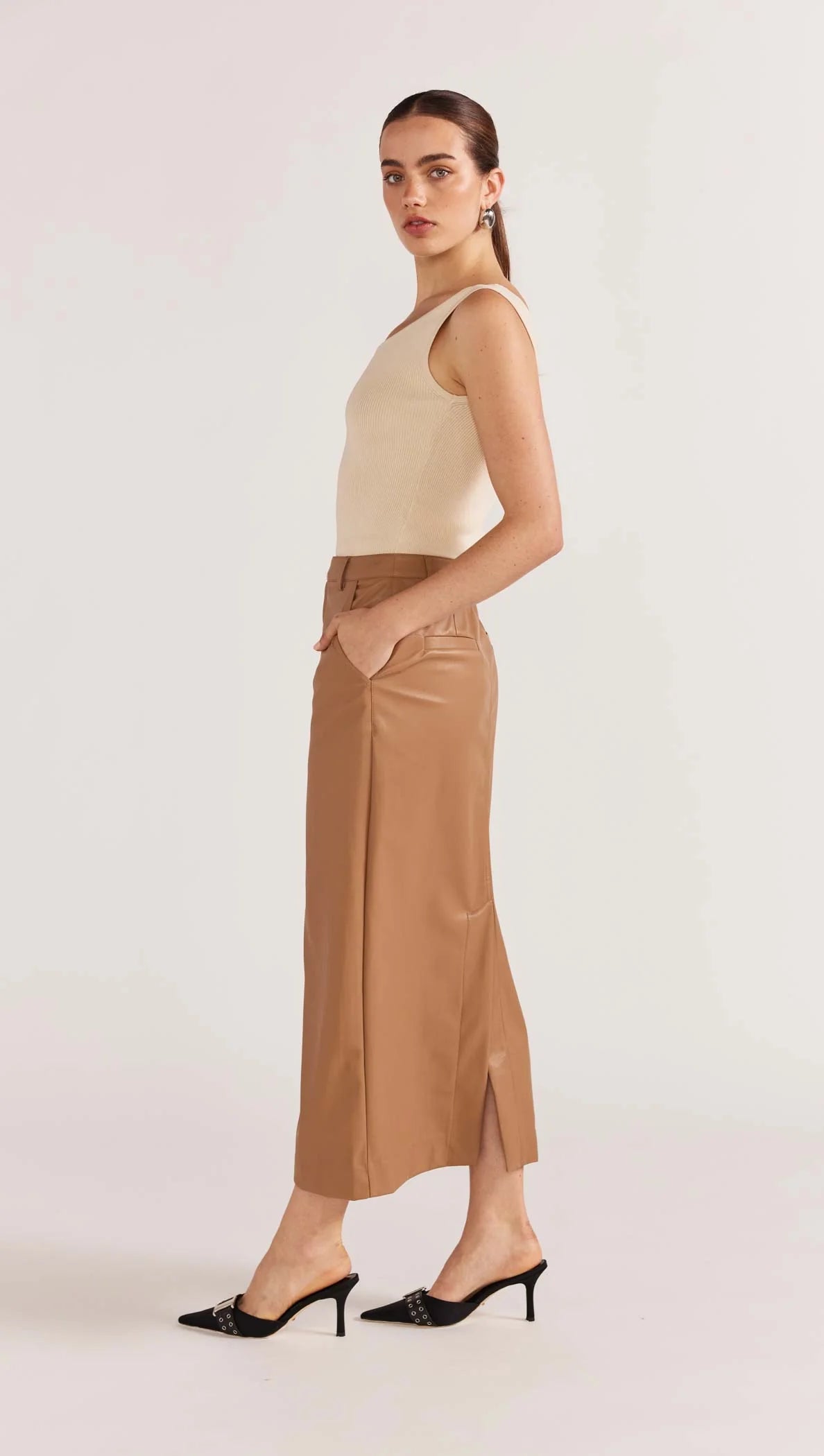 Cynthia PU Midi Skirt