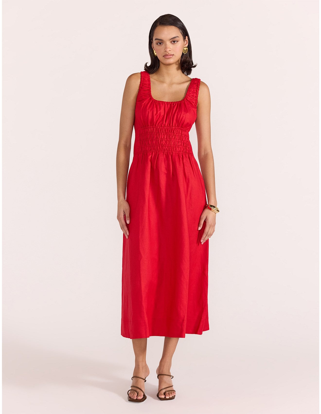 Amana Shirred Midi Dress