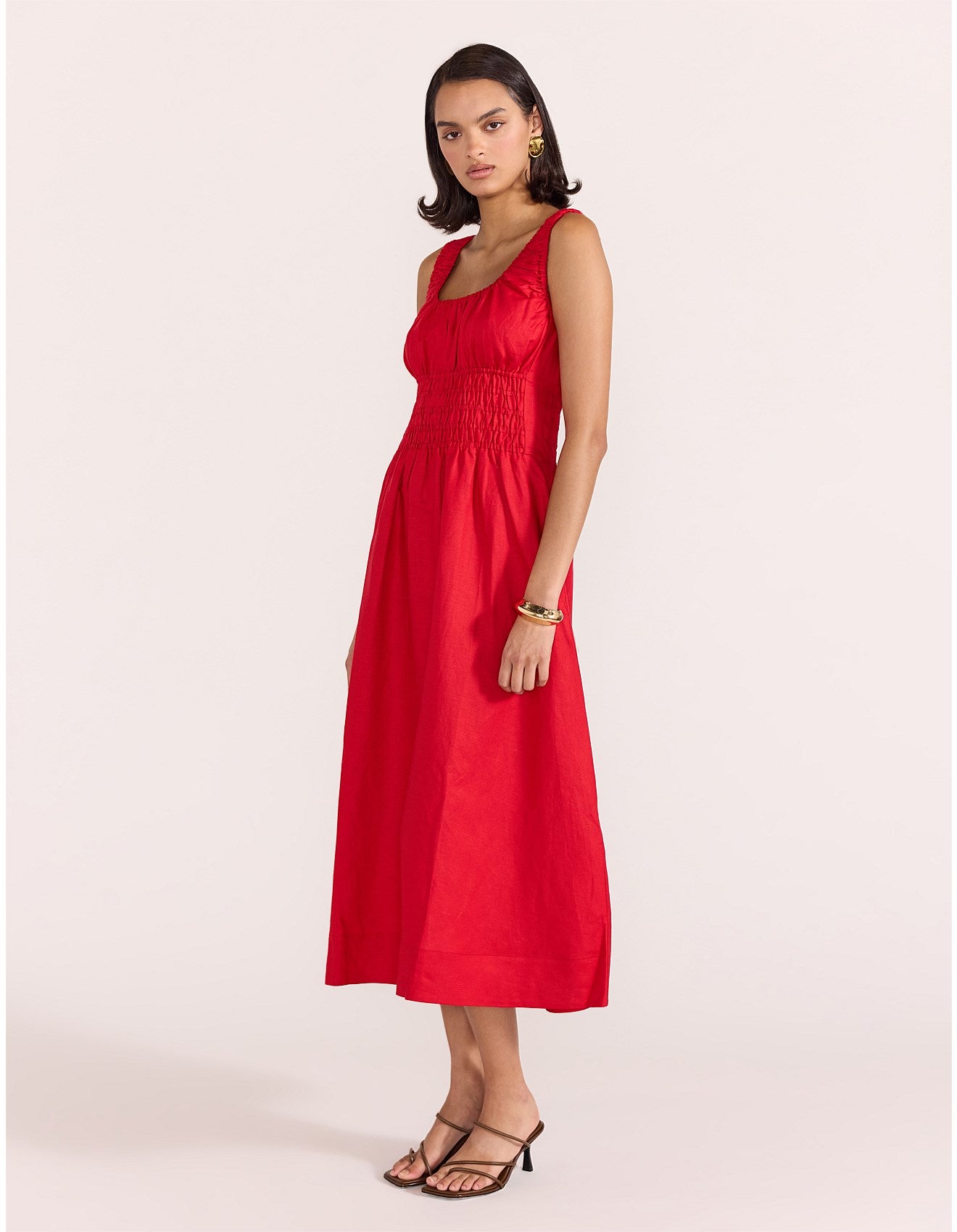 Amana Shirred Midi Dress