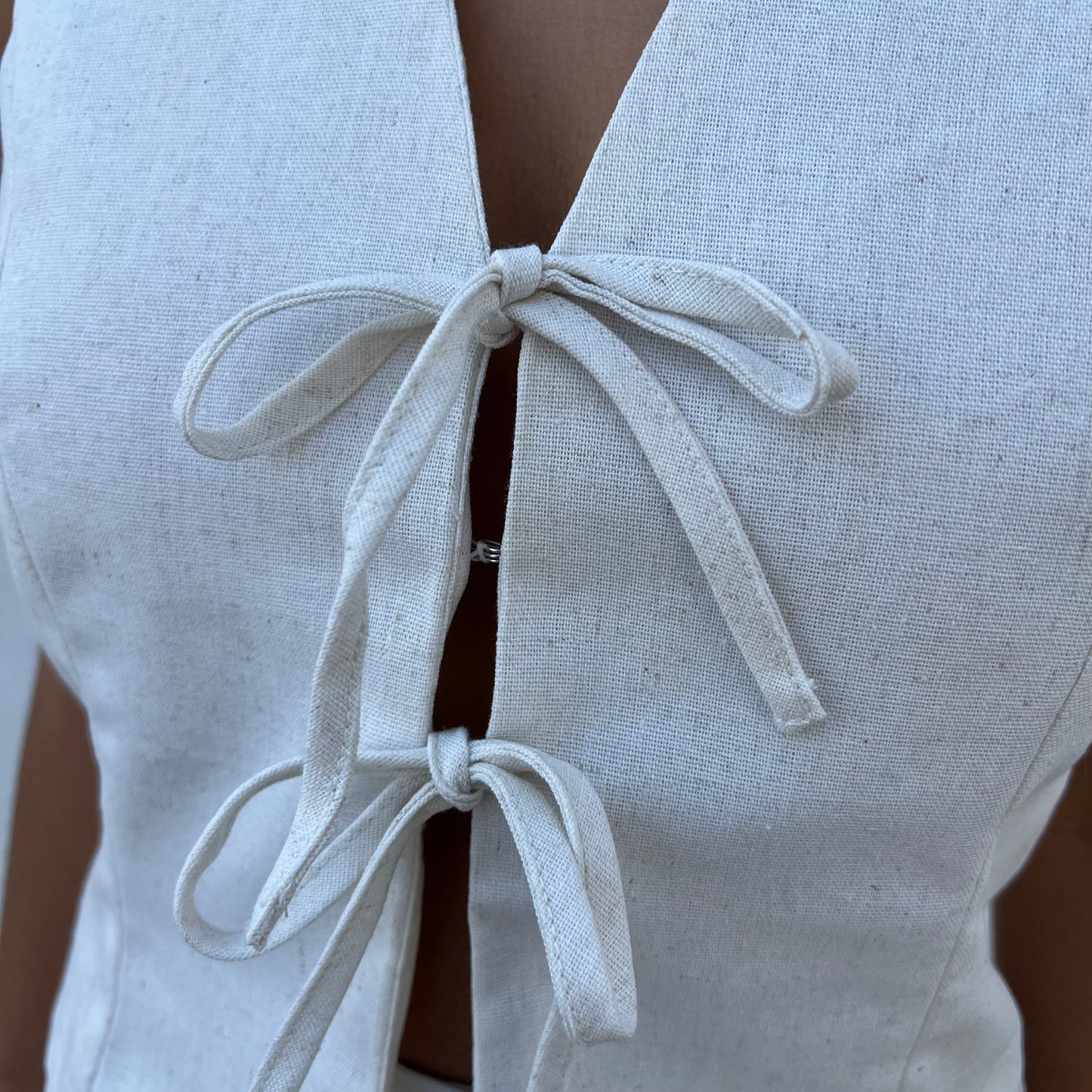 Santorini Tie Top - Oatmeal