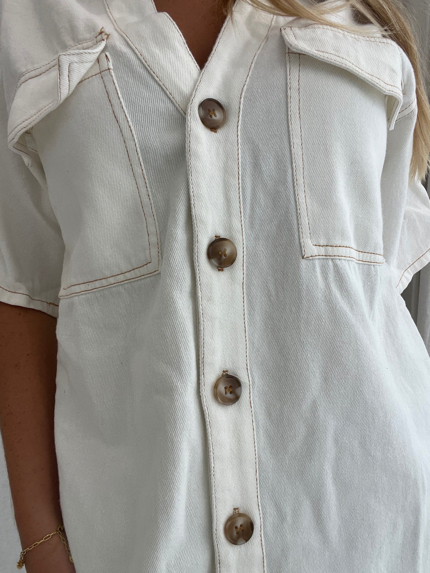 Ella Denim Dress - Beige