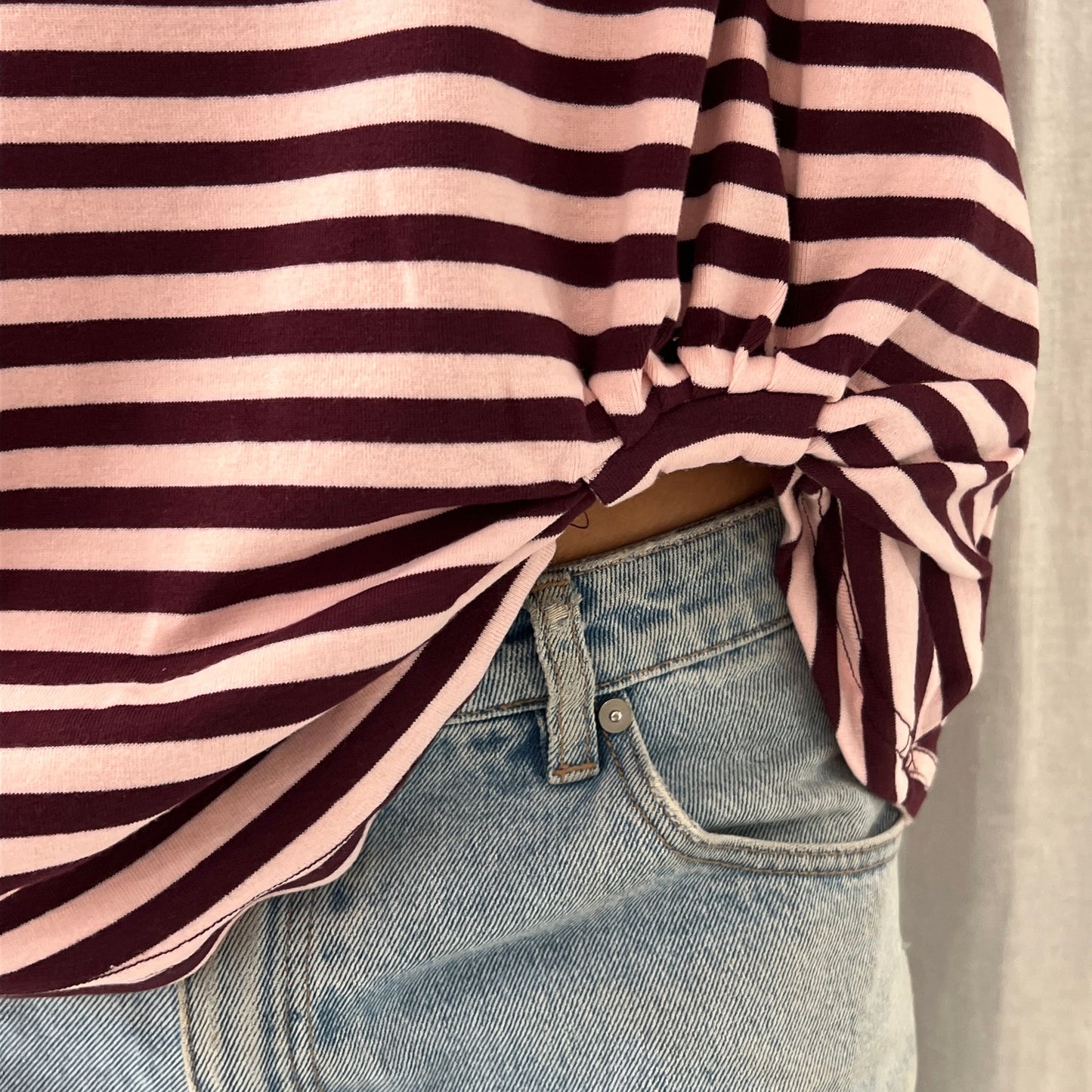 Claire Tuck Tee - Stripe pink/Burgundy