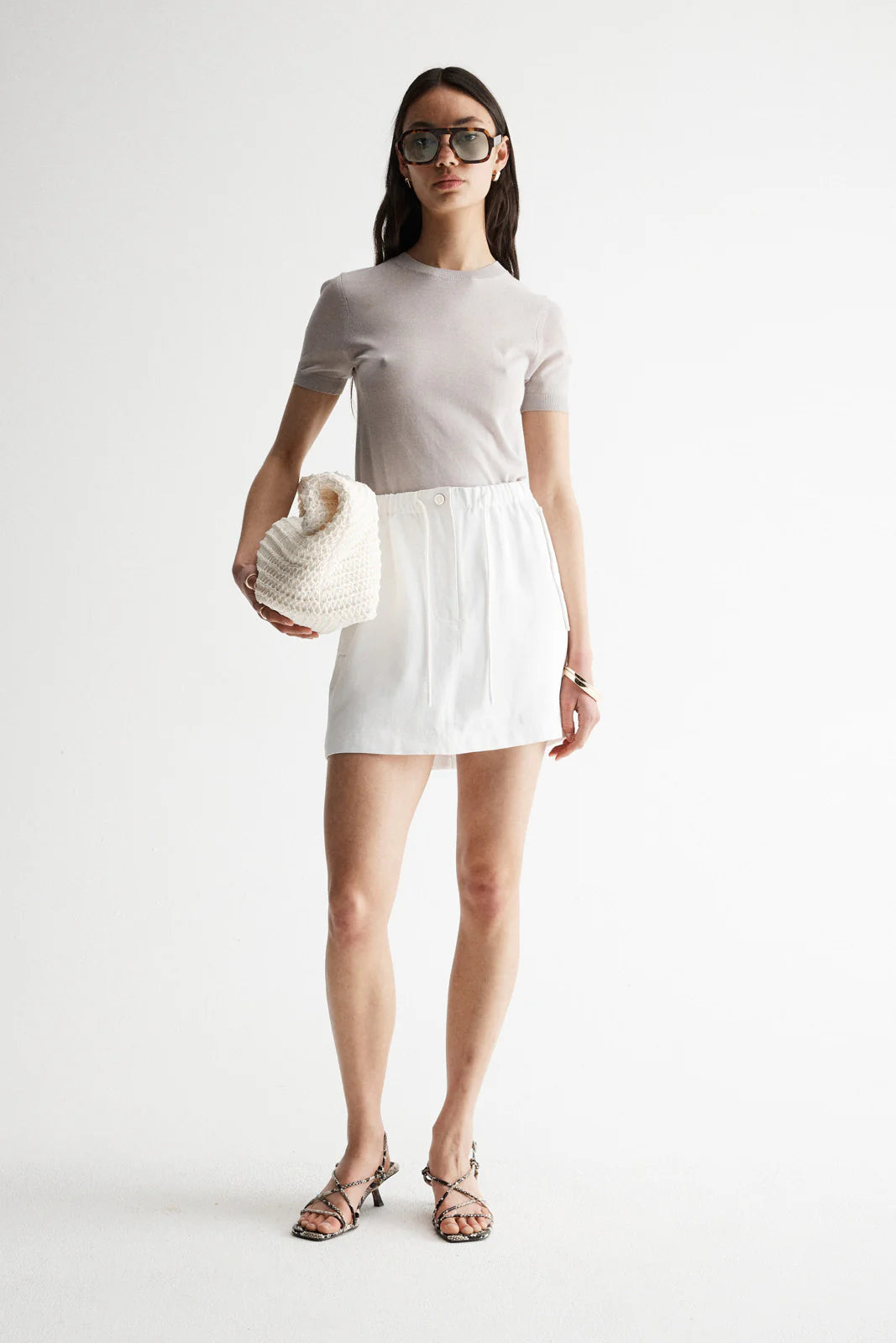 Laurel White Cargo Mini Skirt